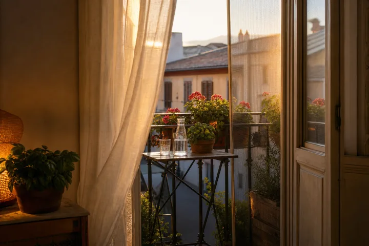 Balcone fresco la sera: 6 accorgimenti tra luce, zanzare e aria